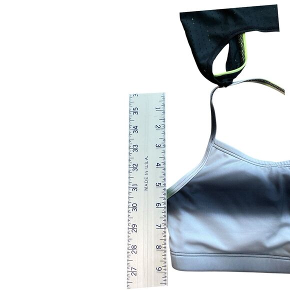Nike Swim Tankini WMNS S Black Stripe Convertible Layered Mesh Workout Grey Bra - Picture 9 of 11
